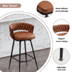 Premium Swivel Upholstered Low Back Bar & Counter Stools with Metal Base (Set of 2) - Image 6