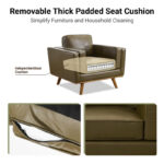 Hand-Finished Leather Armchair Featuring Premium Solid Teak Wood Legs - Image 8