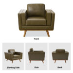 Hand-Finished Leather Armchair Featuring Premium Solid Teak Wood Legs - Image 9