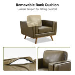 Hand-Finished Leather Armchair Featuring Premium Solid Teak Wood Legs - Image 4