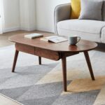 Handcrafted Solid Walnut Wood Oval Coffee Table for Contemporary Living Rooms - Image 2