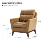 Leather Upholstered Armchair with Solid Wood Legs - Image 4