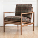 Upholstered Armchair with Wooden Base for Living & Study Corners