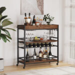 MetroLine Modern Metal Bar Cart