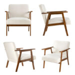 Contemporary Mid-Century Arm Chair with Upholstered Seat and Solid Wood Support Base - Image 3