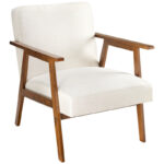 Contemporary Mid-Century Arm Chair with Upholstered Seat and Solid Wood Support Base - Image 7