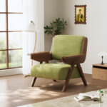 Craft Arm Chair in Modern Mid-Century Design, Fabric Upholstery with Sturdy Solid Wood Base - Image 2