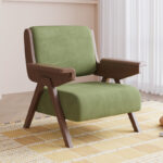 Craft Arm Chair in Modern Mid-Century Design, Fabric Upholstery with Sturdy Solid Wood Base