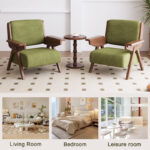 Craft Arm Chair in Modern Mid-Century Design, Fabric Upholstery with Sturdy Solid Wood Base - Image 5