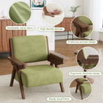 Craft Arm Chair in Modern Mid-Century Design, Fabric Upholstery with Sturdy Solid Wood Base - Image 4