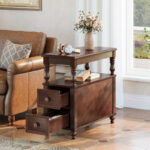 Mid-Century Wooden End Table with Two Storage Drawers for Living Room Décor - Image 2