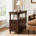 Mid-Century Wooden End Table with Two Storage Drawers for Living Room Décor