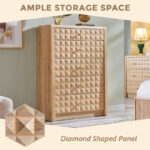 Solid Sheesham Wood 5-Drawer Chest – 39.4” Tall Bedroom Dresser for Storage - Image 3