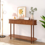 Solid Wood Console Table with Smooth Tambour Sliding Door - Image 8