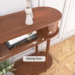 Solid Wood Console Table with Smooth Tambour Sliding Door - Image 9