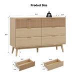 Solid Sheesham Wood 6-Drawer Double Dresser with Wave-Form Fluted Front Panels – 52” Wide Bedroom Storage Chest - Image 5