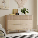 Solid Sheesham Wood 6-Drawer Double Dresser with Wave-Form Fluted Front Panels – 52” Wide Bedroom Storage Chest - Image 4