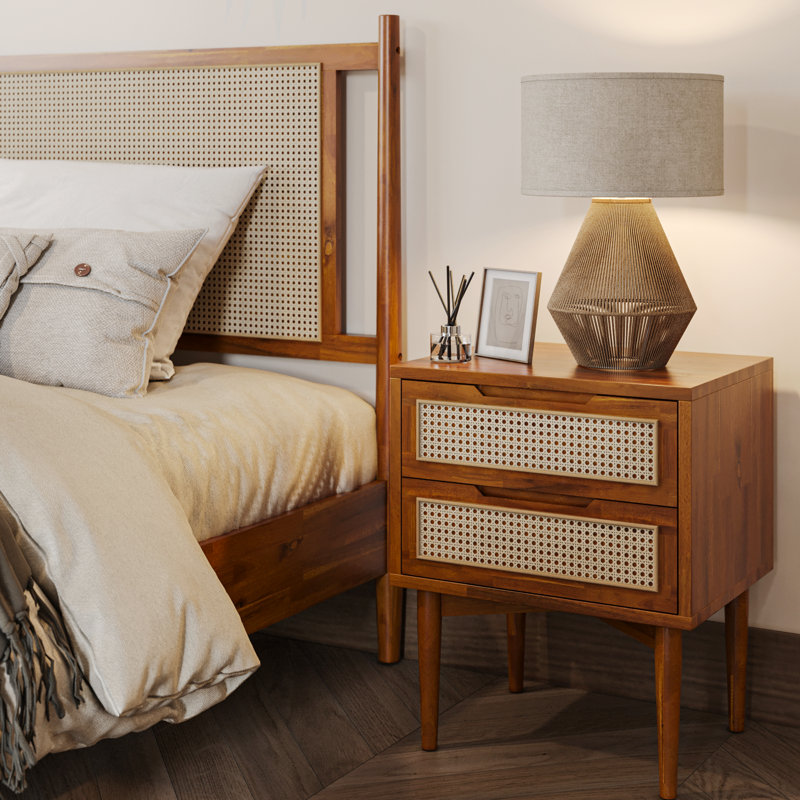 Oliver+Solid+Wood+2-Drawer+Nightstand-1089858575 Solid Wood Side Table with Dual Storage Drawers and Modern Finish - Image 1