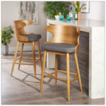 Upholstered Barstools with Solid Wood Support Frame for Counter Seating (Set of 2)