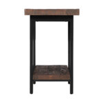 Rustic Wood End Table with Metal Legs and Two-Tier Storage Design - Image 7
