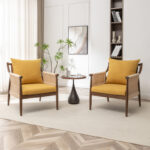 Upholstered Armchairs with Solid Wood Arms for Living Room