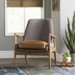 Leather Armchair with Solid Wood Base for Living & Lounge Interiors