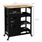 Compact Rolling Kitchen Island & Bar Serving Cart with Wood Top - Image 3