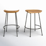 Solid Wood Bar and Counter Stools with Classic Minimal Design (Set of 2) - Image 7