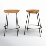 Solid Wood Bar and Counter Stools with Classic Minimal Design (Set of 2) - Image 2