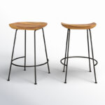 Solid Wood Bar and Counter Stools with Classic Minimal Design (Set of 2) - Image 5