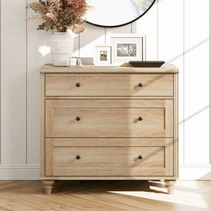 Solid Sheesham Wood 3-Drawer Double Dresser