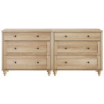 Solid Sheesham Wood Double Chest with 6 Drawers – 58.11” Wide Bedroom Storage Dresser - Image 5