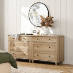 Solid Sheesham Wood Double Chest with 6 Drawers – 58.11” Wide Bedroom Storage Dresser - Image 4