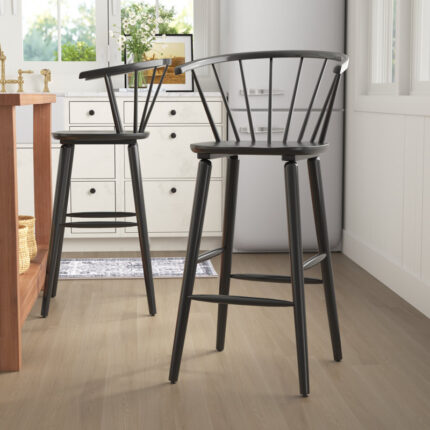Sheffield Classic Solid Wood Counter Stools for Dining & Bar Spaces (Set of 2)