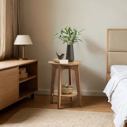 Solid Wood Side Table Set of 2 for Living Room, Bedroom and Balcony Corners