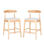 Solid Wood Bar Stools with Built-In Footrest for Kitchen Counters (Set of 2) - Image 4