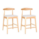 Solid Wood Bar Stools with Built-In Footrest for Kitchen Counters (Set of 2) - Image 5