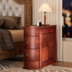 Solid Wood Narrow End Table with Two Storage Drawers for Living Room and Bedside Use - Image 5