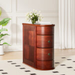 Solid Wood Narrow End Table with Two Storage Drawers for Living Room and Bedside Use - Image 2