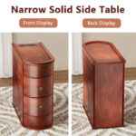Solid Wood Narrow End Table with Two Storage Drawers for Living Room and Bedside Use - Image 3