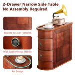 Solid Wood Narrow End Table with Two Storage Drawers for Living Room and Bedside Use - Image 6
