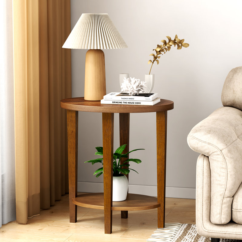 Solid+Wood+Oval+End+Table-2146664988 Solid Wood Oval Side Table with Smooth Natural Finish - Image 1