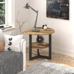 Solid Wood Top Side Table in Light Brown Finish for Modern Homes - Image 2