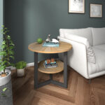 Solid Wood Top Side Table in Light Brown Finish for Modern Homes
