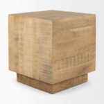 Solid Wood Block Side Table with Compact Modern Form - Image 3