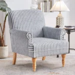 Premium Upholstered Solid Wood Armchair with Classic Rolled Arms - Image 7