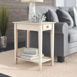 Solid Wood End Table with Open Storage Compartment and Natural Grain Finish