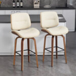 Upholstered Bar Stool with Premium Solid Wood Base for Home Counters - Image 2