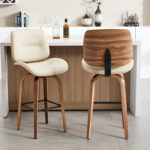 Upholstered Bar Stool with Premium Solid Wood Base for Home Counters - Image 3