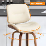Upholstered Bar Stool with Premium Solid Wood Base for Home Counters - Image 4